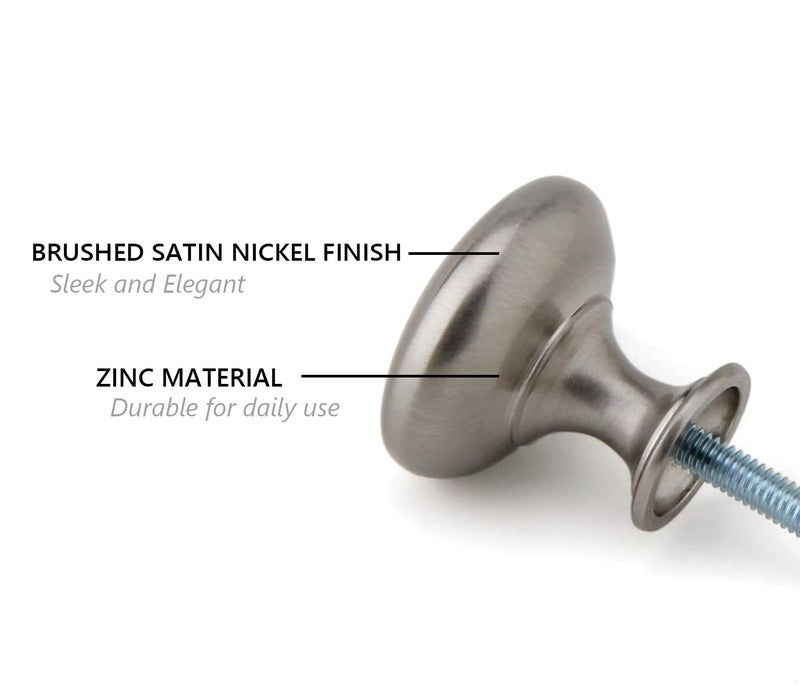 Silverline 6 Pack Cabinet Round Knob Pulls for Kitchen Bathroom Drawer Closet Door Cupboard 30mm Brushed Satin Nickel - Image 2